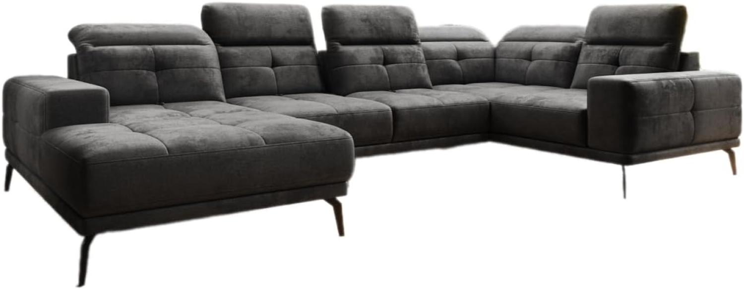 Designer Sofa Nerio mit verstellbarer Kopf- und Rückenlehne Samt Anthrazit Links Bild 1