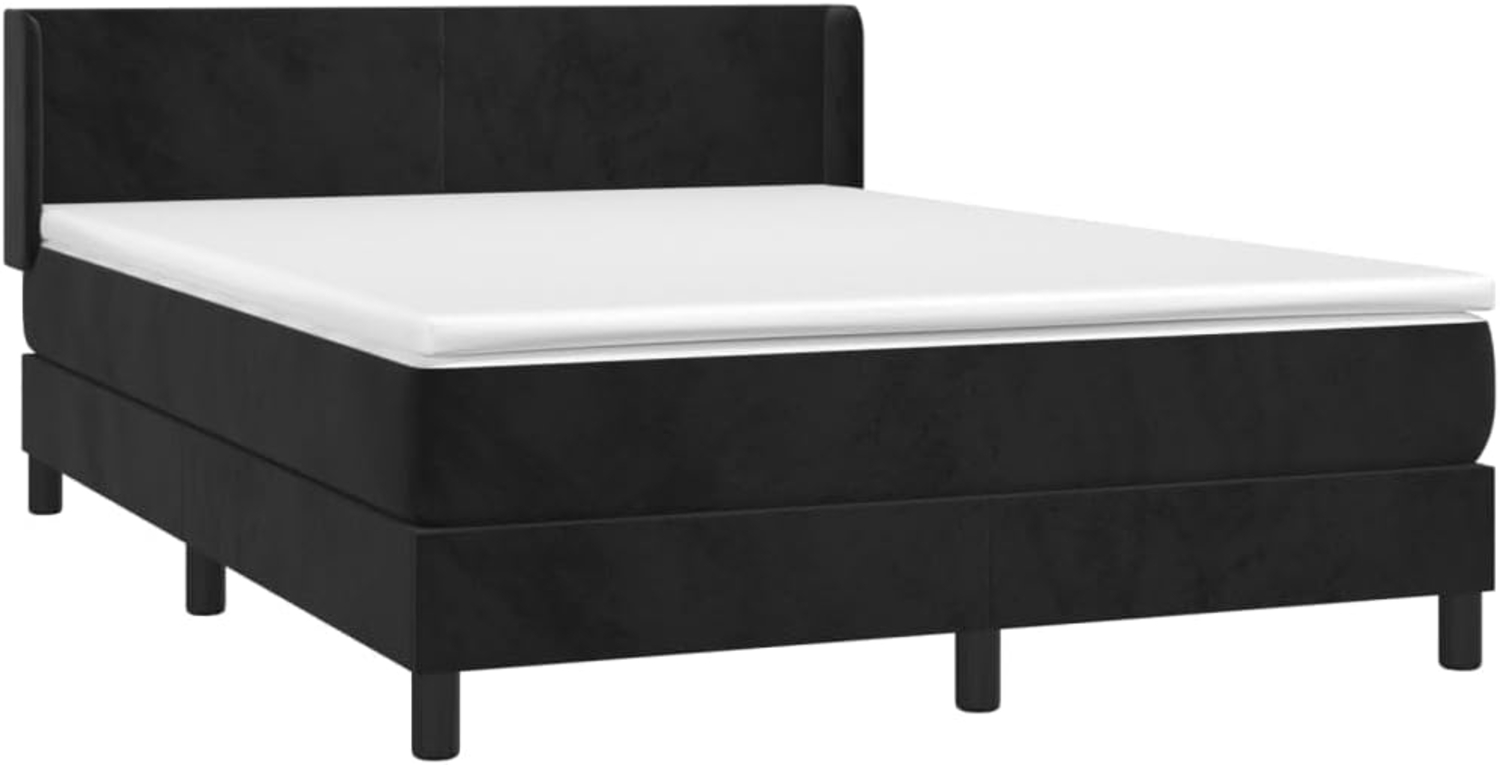 vidaXL Boxspringbett mit Matratze Schwarz 140x200 cm Samt 3130843 Bild 1