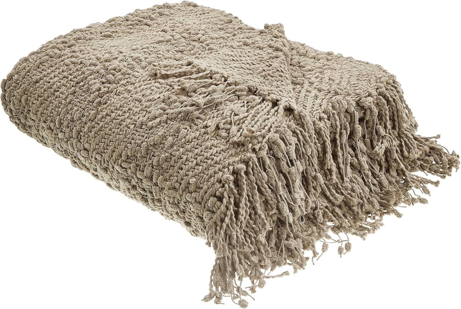 Beliani 'VELLA' Kuscheldecke, Baumwolle taupe, 220x240 cm Bild 1