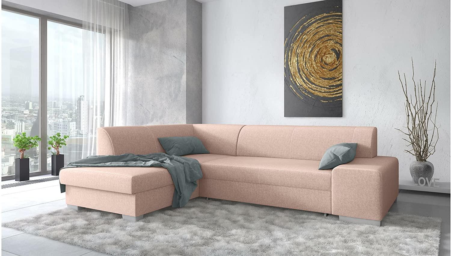 Stylefy Panaro Ecksofa Webstoff MALMO_NEW Rosa Links ohne Bild 1