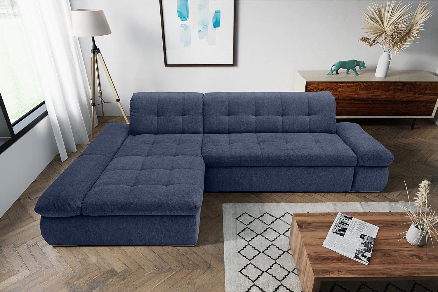 DOMO. collection Moric Couch, Ecksofa, Eckcouch, Sofa in L-Form, dunkelblau, 300 x 172 x 80 cm Bild 1