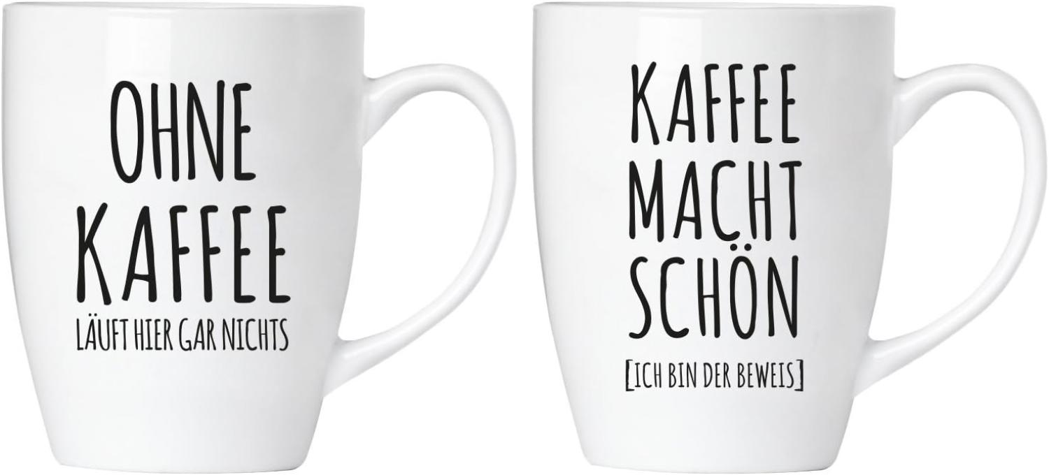 Ohne Kaffee läuft hier gar nichts! Kaffee macht schön Tassen Set aus Keramik - Grußkarte Bild 1