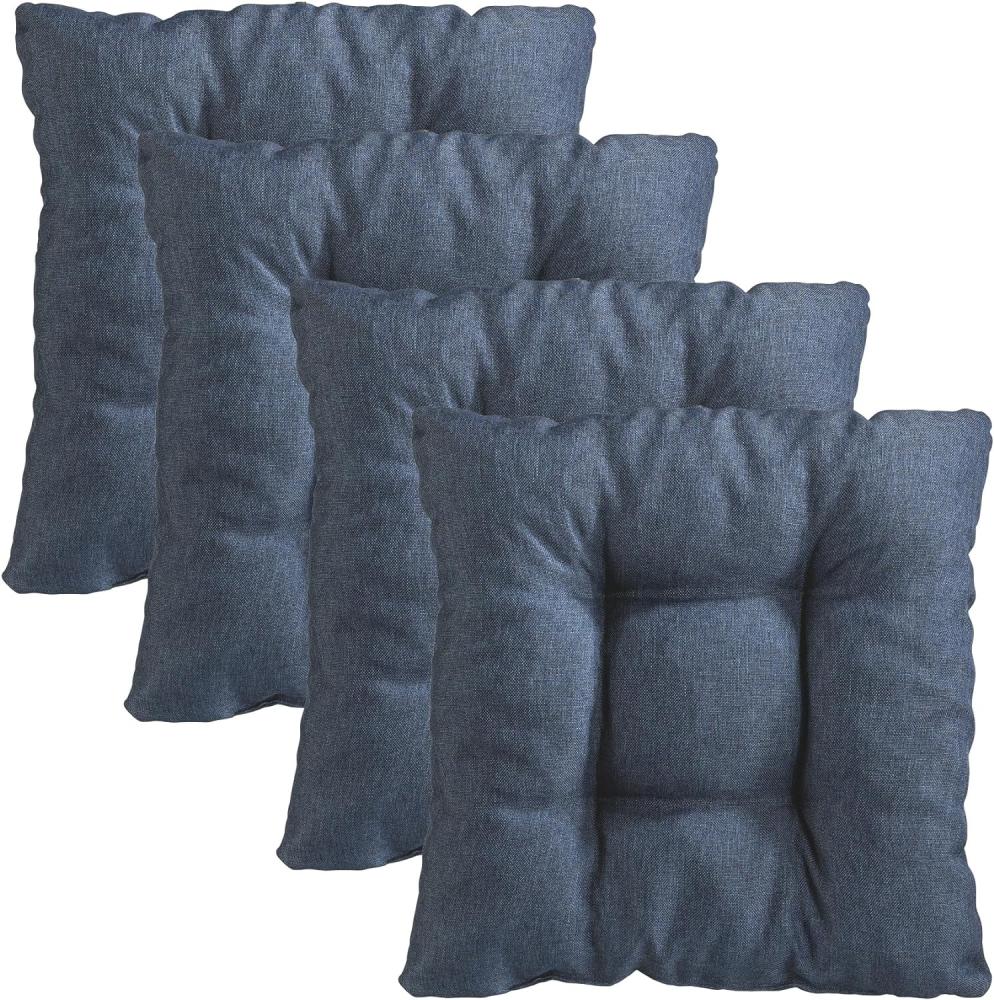 Traumnacht Stuhlkissen Cozy 4er Set, Bequeme Sitzkissen für Gartenstuhl, Küche oder Esszimmer, Indoor u. Outdoor, 38 x 38 x 6 cm, uni jeans Bild 1