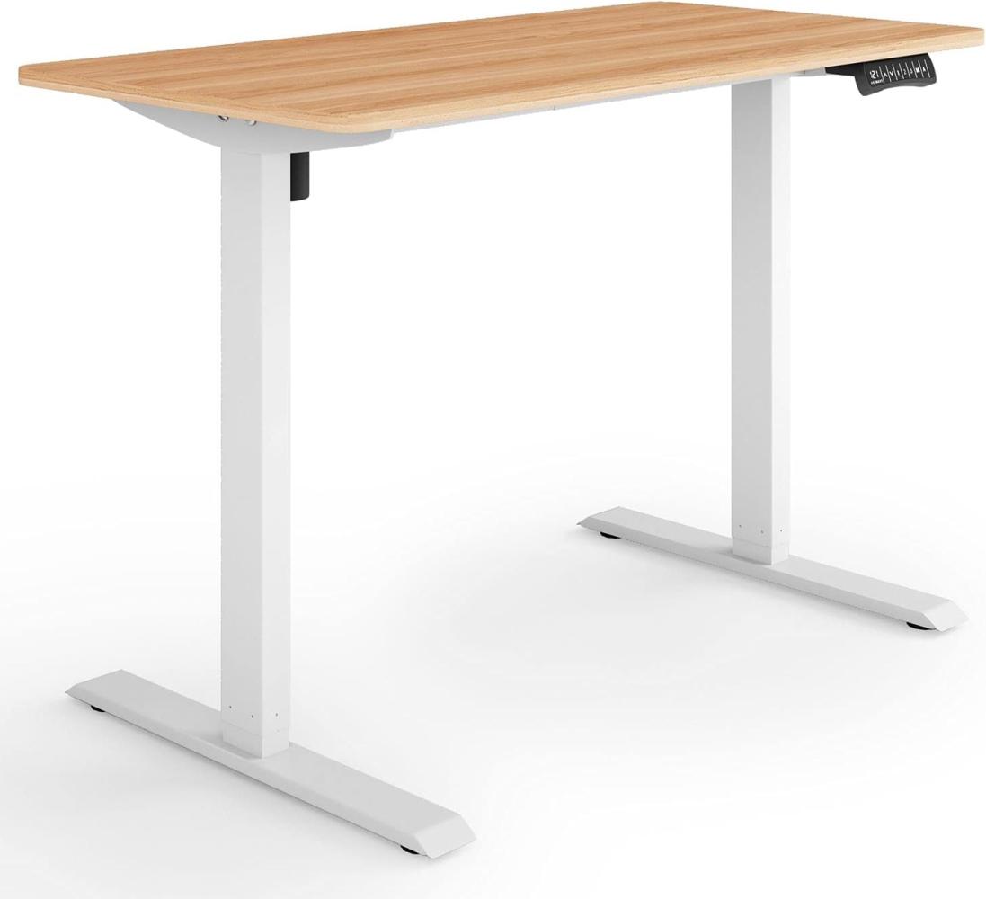 ESMART Germany ETX-121WM 120x60cm Ahorn Ergonomischer Steh-Sitz-Schreibtisch Stufenlos elektrisch höhenverstellbar 73,5-123,5cm 3X Memory Aktivitätserinnerung Soft-Start/Stopp Schnelle Montage Bild 1