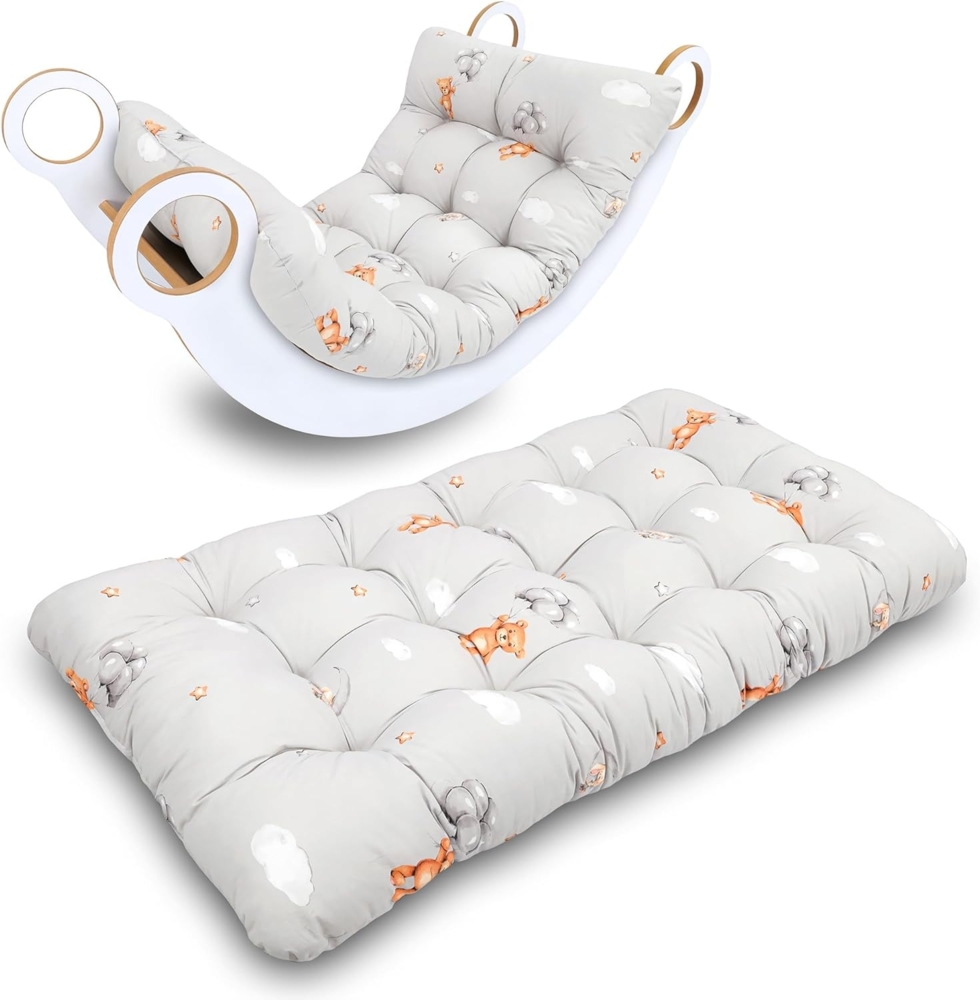 Krabbeldecke für Baby Kissen für Kletterbogen 60x120 cm - Bodenkissen Kinder Matte für Montessori Spielbogen Wippe Kletter Bogen Polster Spieldecke für Kinderzimmer Teddybären Bild 1