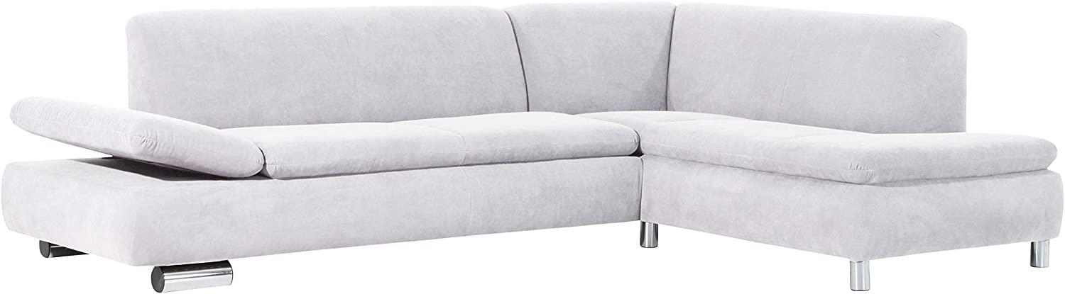 Terrence Ecksofa Veloursstoff Creme Metallfüße verchromt Bild 1