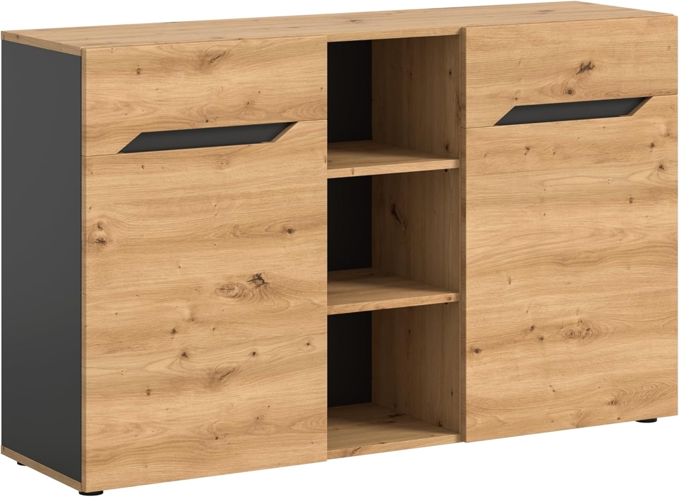 xonox. Home Sideboard Caserta 130 x 81 x 37 cm in Korpus Basalt grau Nb. und Front Artisan Eiche Nb. - Kommode Schrank Sideboard Anrichte - stauraum & zeitlos Bild 1