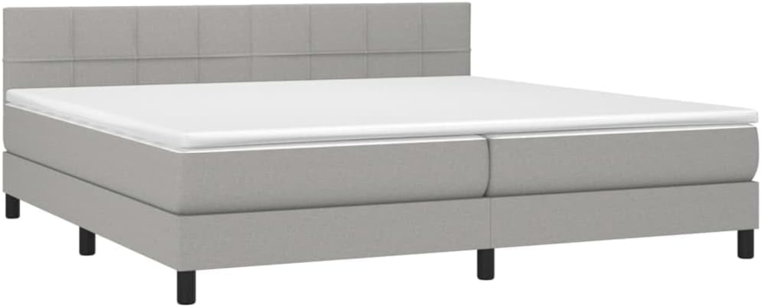 Boxspringbett mit Matratze & LED Stoff Hellgrau 200 x 200 cm, Härtegrad: H2 [3133181] Bild 1