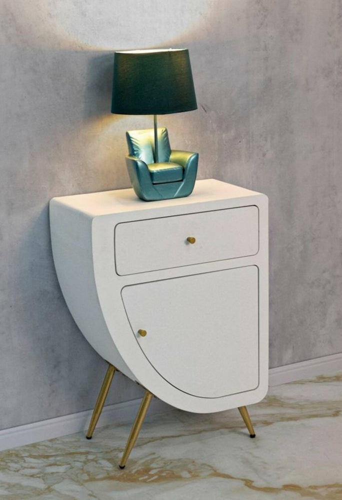 Dmora Nachttisch Bonorva 60 x 32 x 79 cm Weiß, Regal und Schublade Bild 1