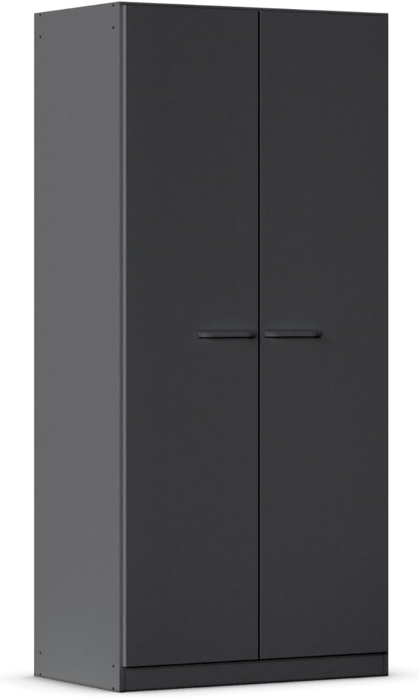 Rauch Möbel Prandon, Drehtürenschrank, Kleiderschrank, Kleiderschränke, Garderobe, Schrank mit Stauraum, 2-türig, Farbe Grau metallic, Schwarz, Schalengriff, 91 x 197 x 54 cm Bild 1