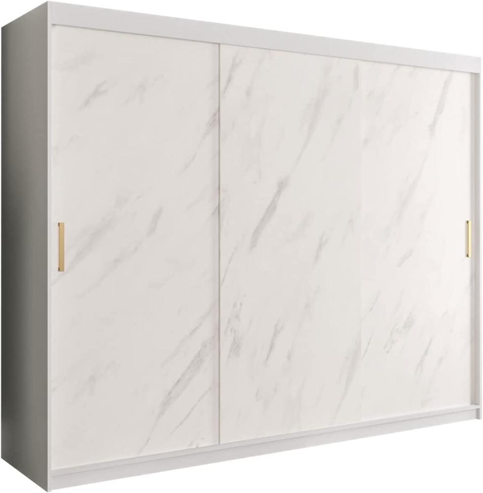 Kleiderschrank Kamoga T 250 (Weiß / Marmor Weiß + Gold, ohne Schubladen) Bild 1