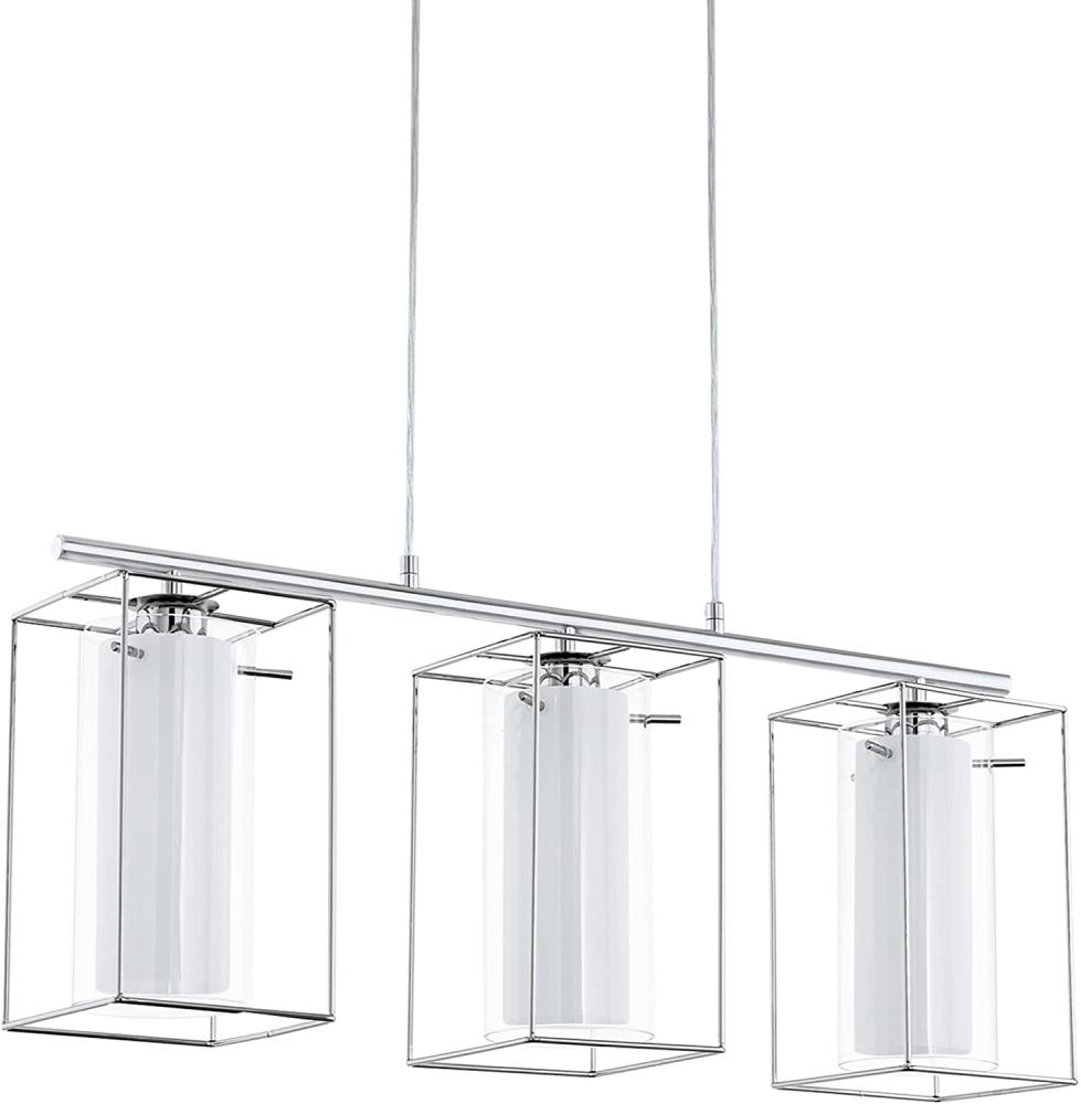 Eglo 94378 Hängeleuchte Loncino 1 in chrom Glas satiniert weiß 3X40W L:74,5 H:110cm Bild 1