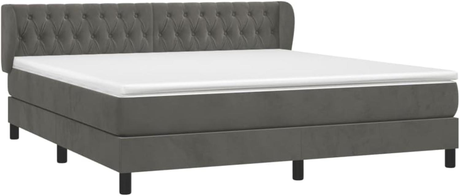 vidaXL Boxspringbett mit Matratze Dunkelgrau 180x200 cm Samt 3127686 Bild 1