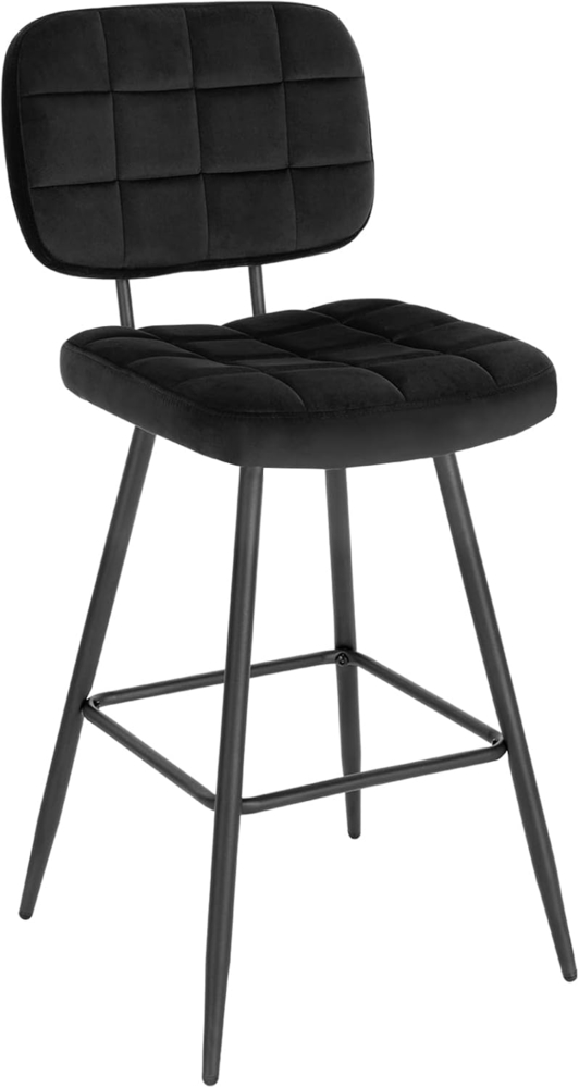 EUGAD Barhocker (1 St), Barstuhl Küchenstuhl mit Rückenlehne Fußstütze, Samt Bild 1