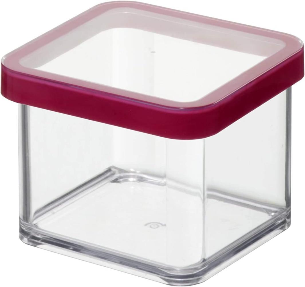 Rotho Loft quadratische Vorratsdose 0. 5l mit Deckel und Dichtung, Kunststoff (SAN) BPA-frei, transparent/rot, 0. 5l (10. 0 x 10. 0 x 7. 2 cm) Bild 1