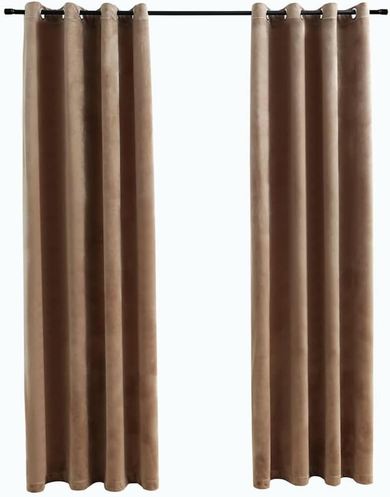vidaXL Verdunkelungsvorhänge mit Ösen 2 Stk. Samt Beige 140x175 cm 134504 Bild 1