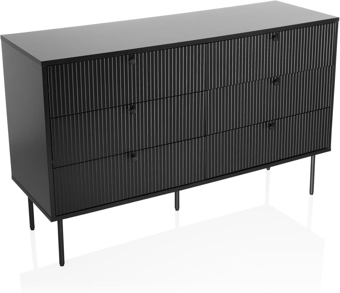 hjh LIVING Sideboard mit 6 Schubladen KARBY S 120x40x75 cm, Schubladenkommode im Industrial-Stil, viel Stauraum, Schwarz Bild 1