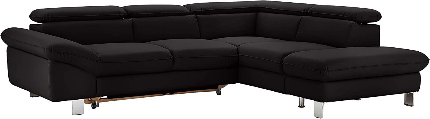 Mivano Ecksofa Driver mit Ottomane rechts, Ledercouch mit Bettfunktion und Bettkasten klein / Inkl. verstellbare Kopfstützen, 266 x 73 x 214, Kunstleder, Schwarz Bild 1