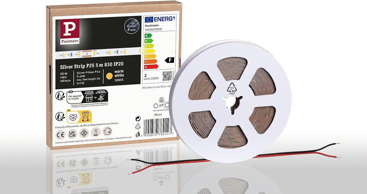 Paulmann 76014 Pro LED Strip Silver P25 830 3000K 24V 5m Bild 1