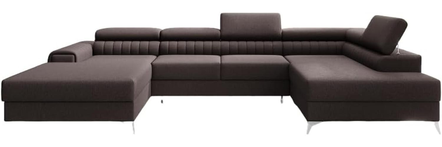 Designer Sofa Collina mit Schlaf- und Klappfunktion Stoff Dunkelbraun Rechts Bild 1