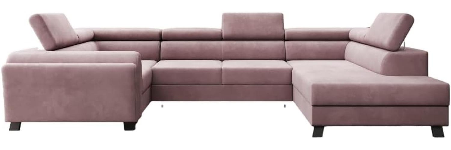 Designer Sofa Emilio mit Schlaf- und Klappfunktion Samt Rosé Rechts Bild 1