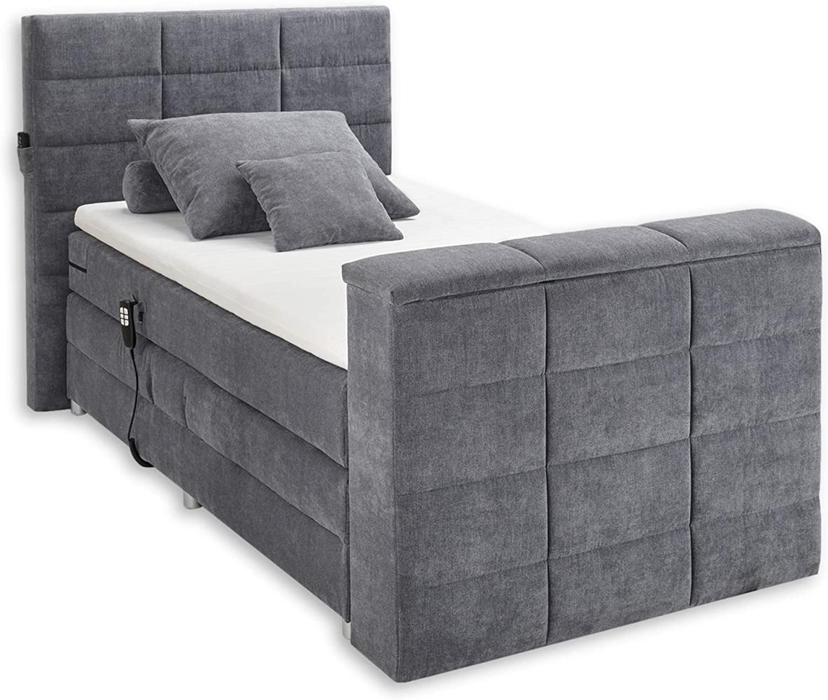 DENVER 6 Boxspringbett 120x200 elektrisch verstellbar, Anthrazit - Bequemes Doppelbett mit motorisierter TV-Halterung - 134 x 123 x 240 cm (B/H/T) Bild 1