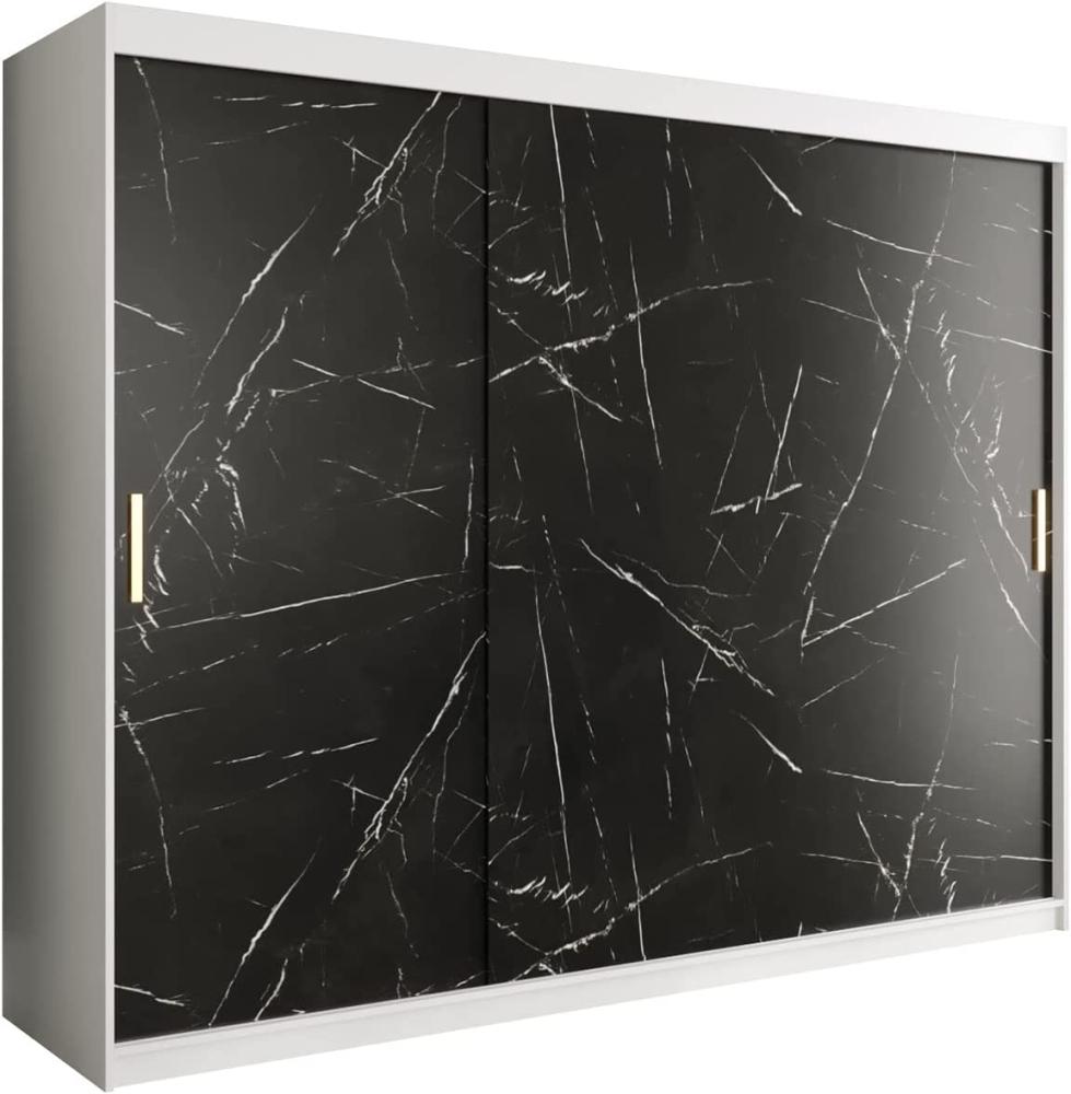 Kleiderschrank Kamoga T 250 (Weiß / Marmor Schwarz + Gold, ohne Schubladen) Bild 1