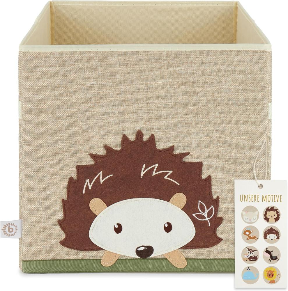 Staubox Spielzeugbox fürs Kinderzimmer, Igel, natur, 33 x 33 x 33 cm, von Bieco Bild 1