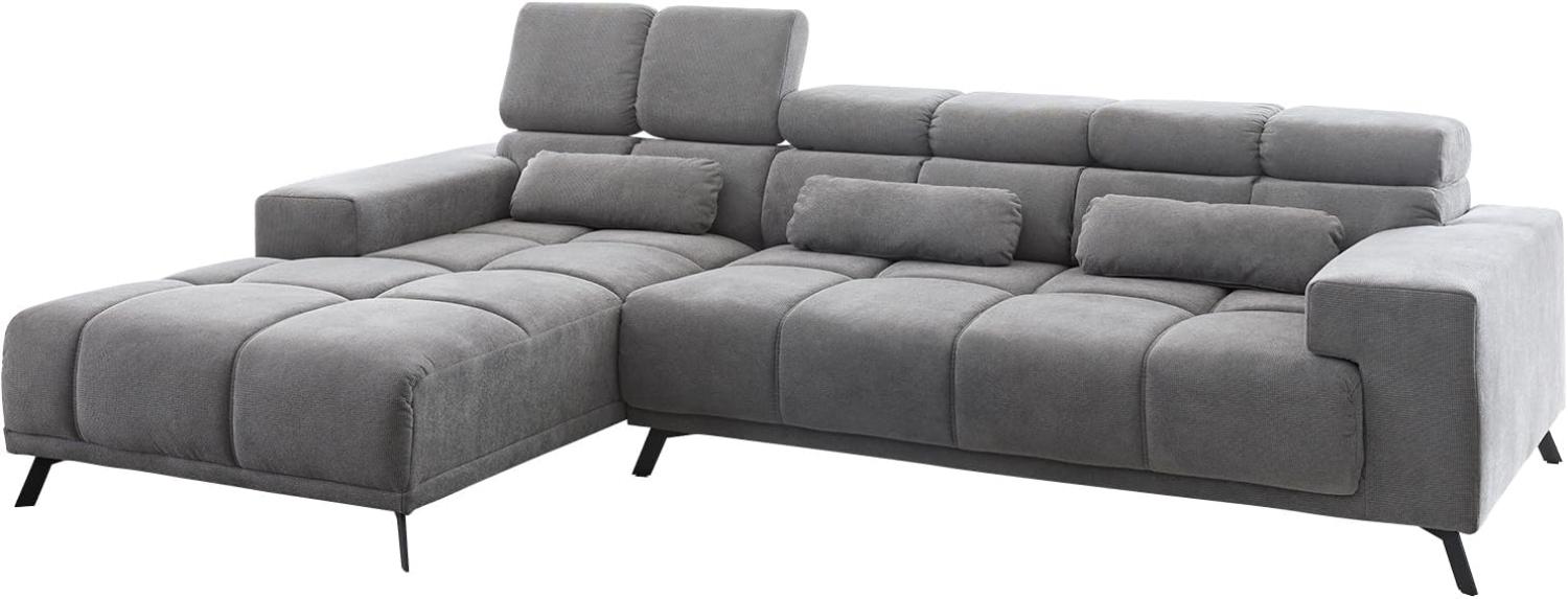 Ecksofa Ordino 285x200 Mikrofaser Grau Ottomane links elektrische Sitztiefenverstellung Bild 1