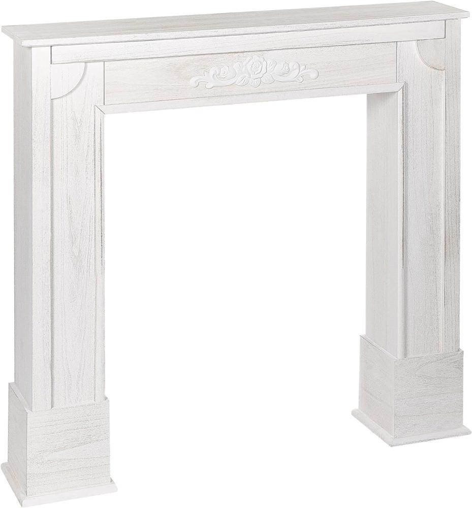 Kaminumrandung Paulowniaholz cremeweiß Antik Optik 18 x 105 x 100 cm DEDIN Bild 1