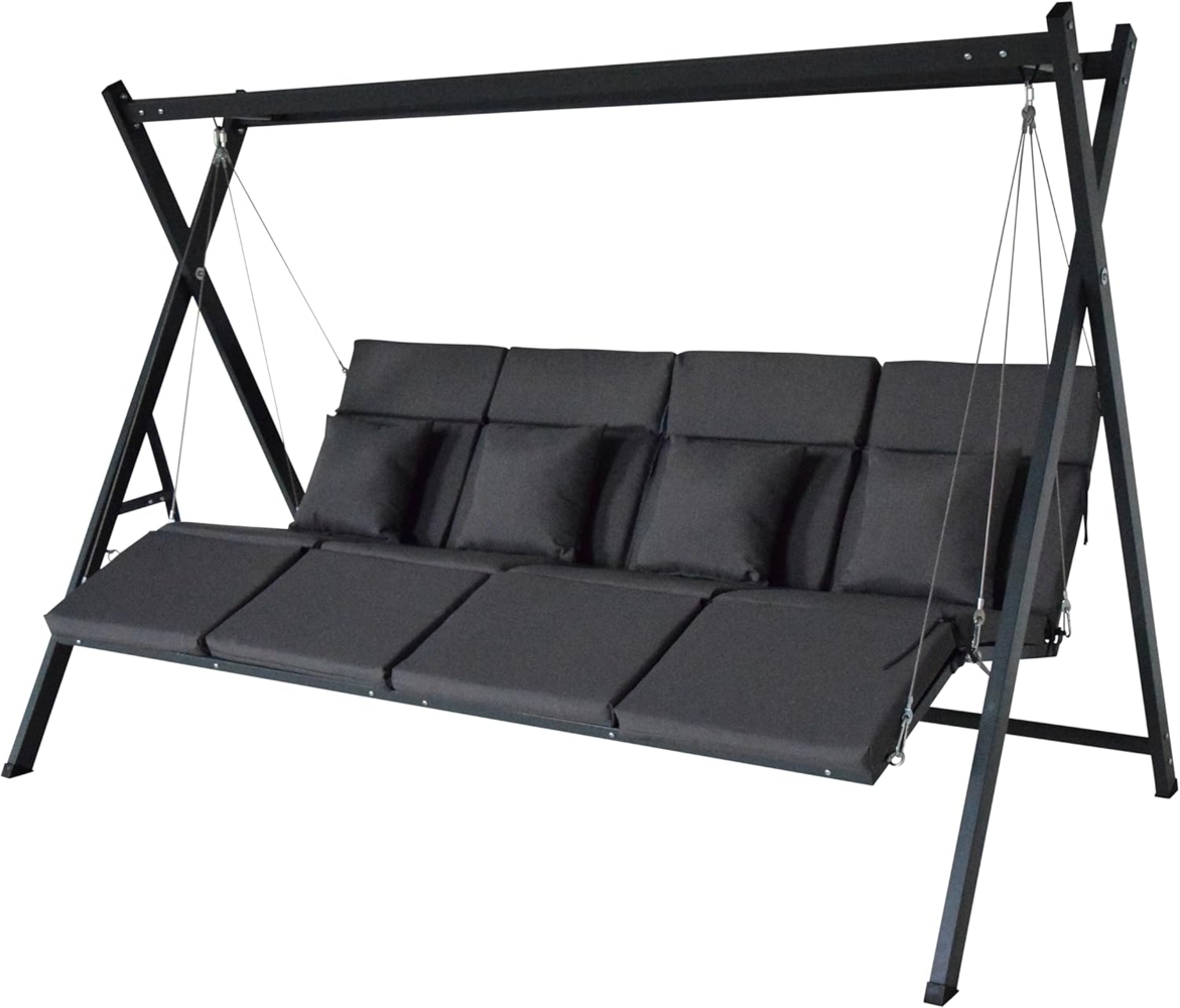 Gardissimo Hollywoodschaukel Gartenschaukel "Alicia 4" - inkl. Liegefunktion, bis 360 kg belastbar, 4-Sitzer, Liegefunktion, inkl. Auflagen und Zierkissen Bild 1