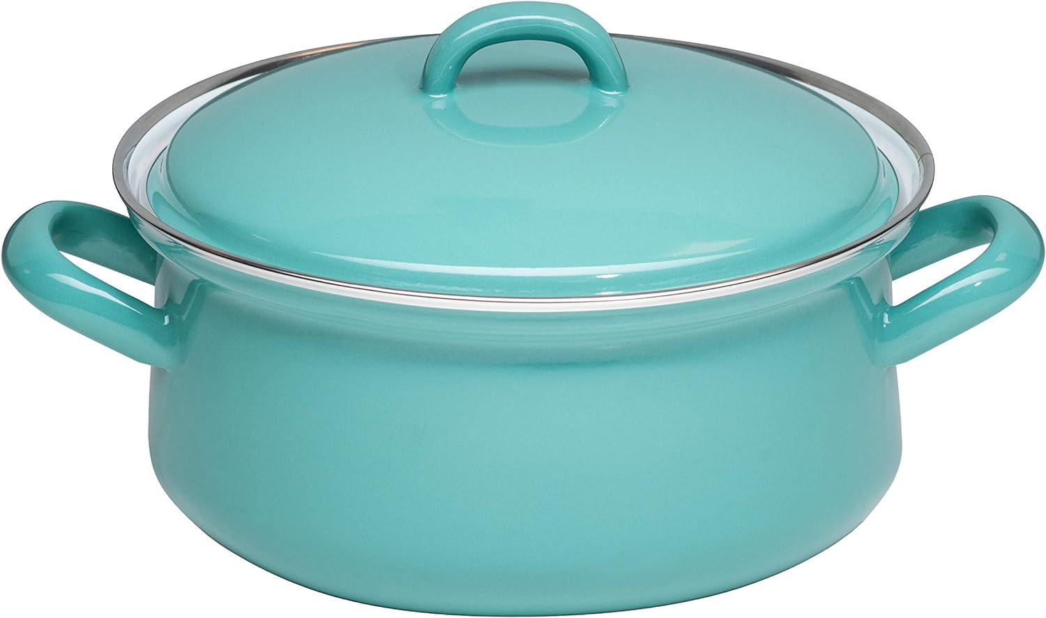 Riess Kasserolle mit Deckel Ø18cm 1,5 Liter Emaille Classic Nature Green Bild 1