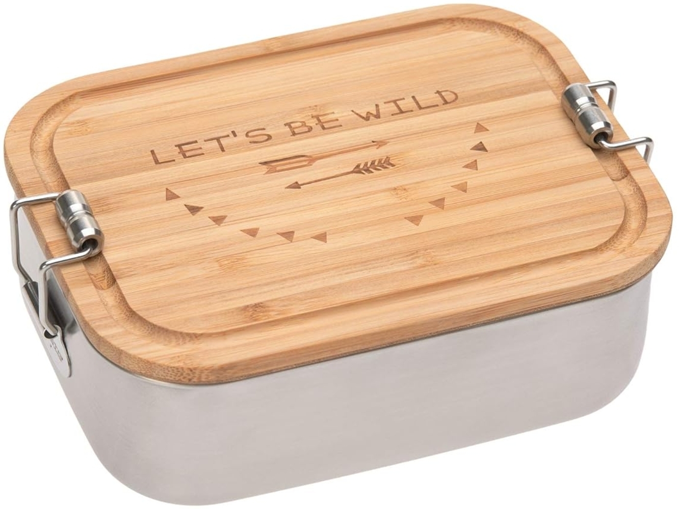 LÄSSIG Lunchbox Bamboo, Adventure, Bambus, Edelstahl, (1-tlg), mit Holzdeckel Bild 1