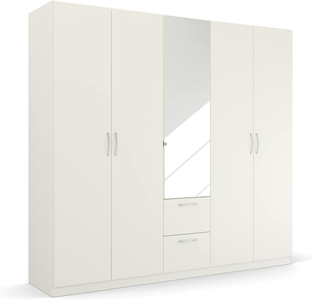 Rauch Möbel Pure by Quadra Spin Schrank Drehtürenschrank, Weiß, 5-trg. mit Spiegel, inkl. 3 Kleiderstangen, 3 Einlegeböden, 2 Schubkästen, BxHxT 226 x 210 x 54 cm Bild 1