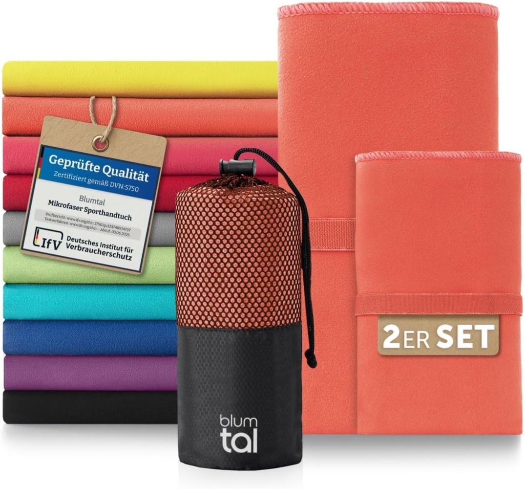 Blumtal Sporthandtuch Mikrofaser Handtücher Set, Mikrofaser (2-St), Ultra leicht, kompakt & schnelltrocknend Bild 1