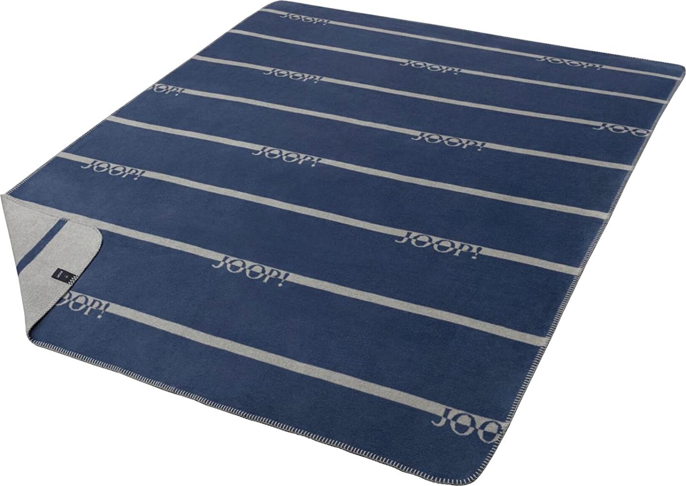 JOOP Wohndecke Logo Stripes | 150x200 cm | navy Bild 1