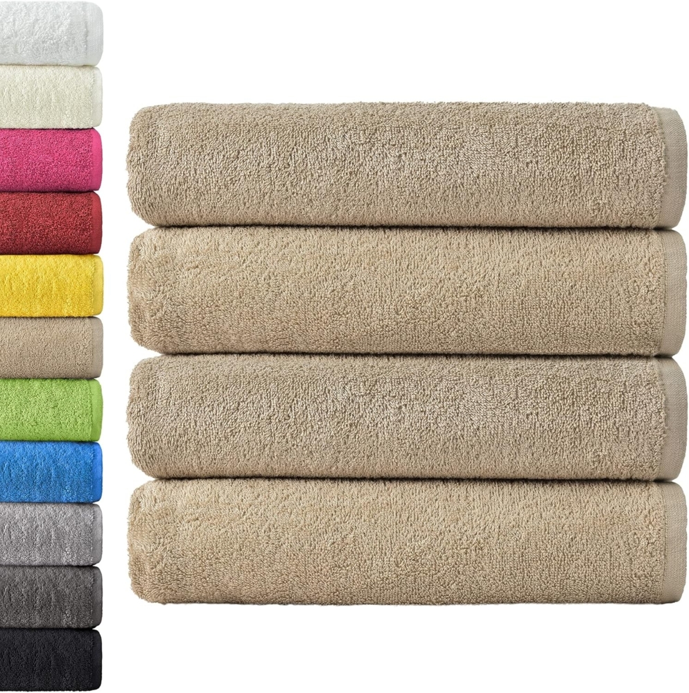 NatureMark 4er Pack Duschtücher, Größe 70x140 cm, Sand/Beige, 100% Baumwolle Bild 1
