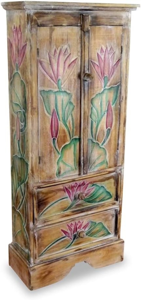 livasia Midischrank aus Bali - 45 x 20 x 98 cm - Massivholz, handgefertigt Bild 1