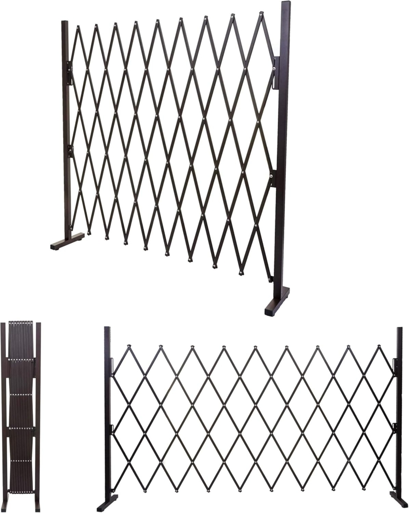 Absperrgitter HWC-B34, Scherengitter Rankhilfe Tierschutzgitter ausziehbar, Alu braun ~ Höhe 153cm, Breite 32-265cm Bild 1