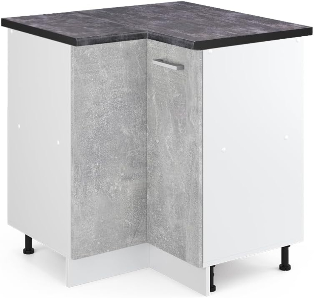 Vicco Eckschrank R-Line, Beton/Weiß, 75. 6 cm, AP Anthrazit Bild 1