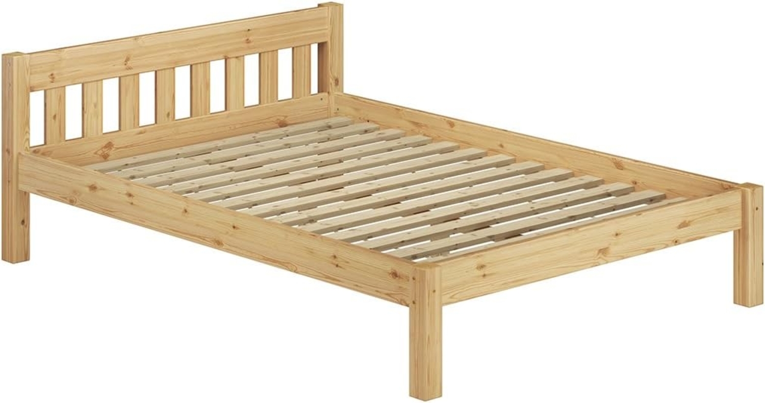 ERST-HOLZ Bett Ehebett Landhaus Kiefer Massivholz 180x200 mit Rost, Kieferfarblos lackiert Bild 1