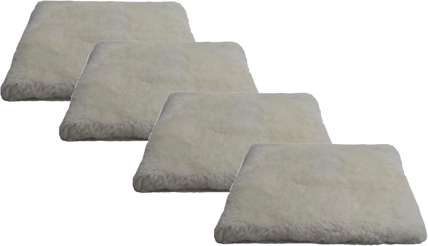 Reissner Lammfelle 4er Set Sitzkissen Lammfell Vollfell Siki KISSEN-VF-40-Set4-WEI (Rollstuhlauflage Katzenbett) VF 40x40 cm weiß Bild 1