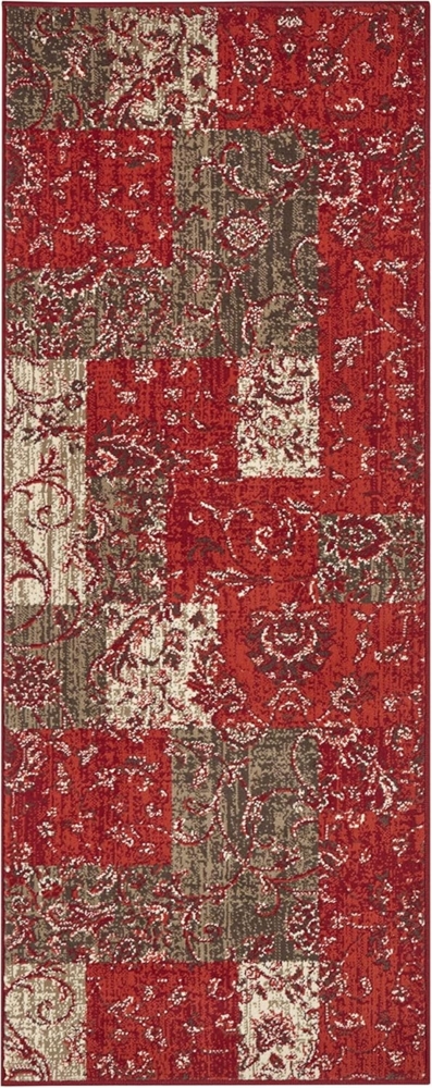 Kurzflor Teppich Kirie Rot Braun - 80x250x0,9cm Bild 1