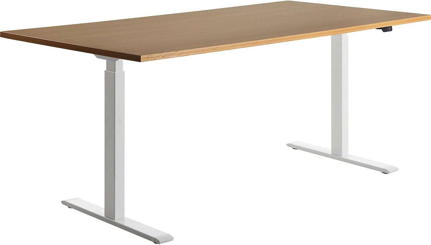 TOPSTAR | Schreibtisch | elektrisch höhenverstellbar | BxT 1800 x 800 mm | Platte Buche-Dekor | Gestell weiß Bild 1