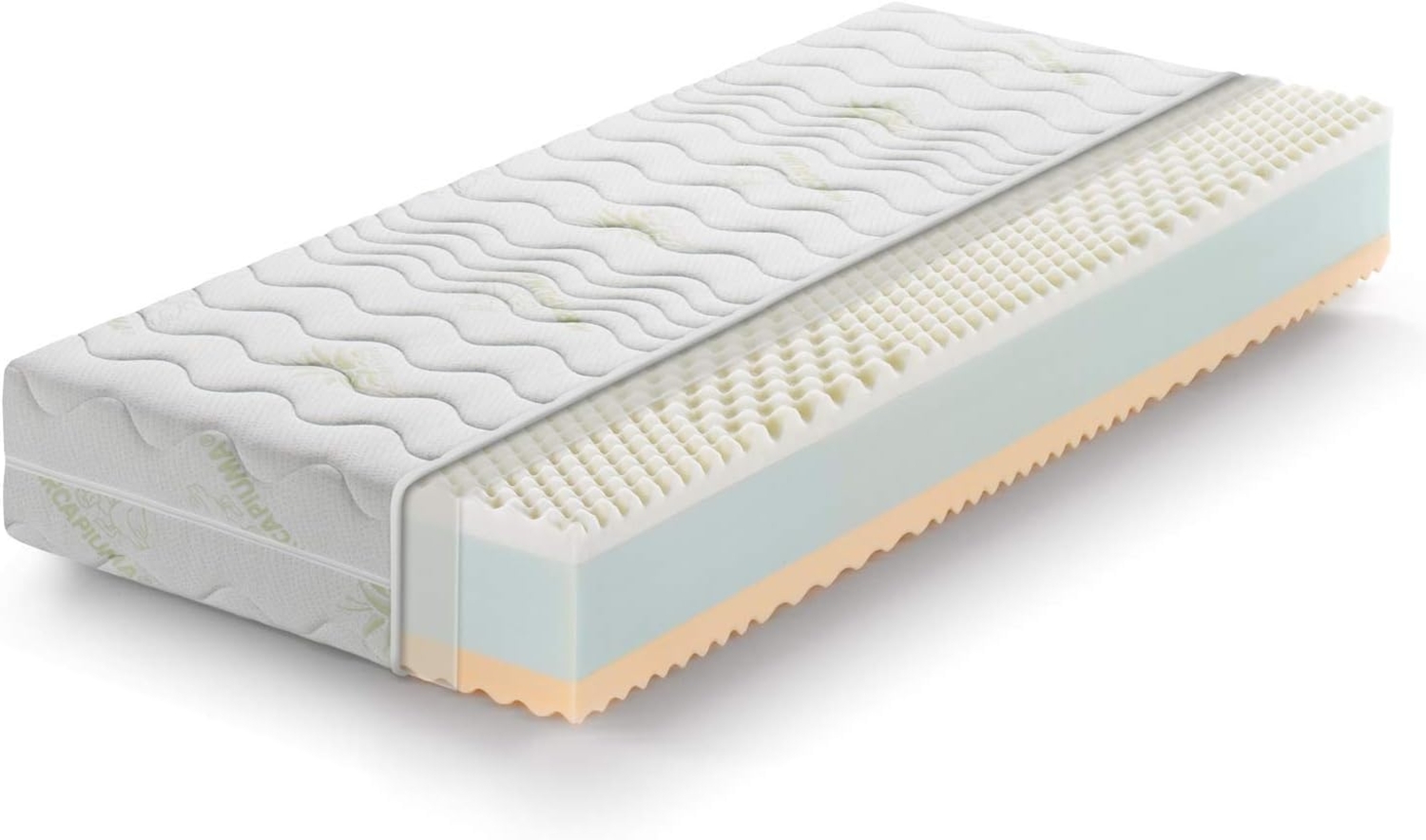 Marcapiuma - Einzelmatratze RAINBOW Viscoschaum 80x195 h. 21 cm Orthopädische H2 Mittel Visco Kaltschaummatratze Abziehbar Aloe Vera Bezug gegen Milbe Atmungsaktiv Made in Italy Bild 1