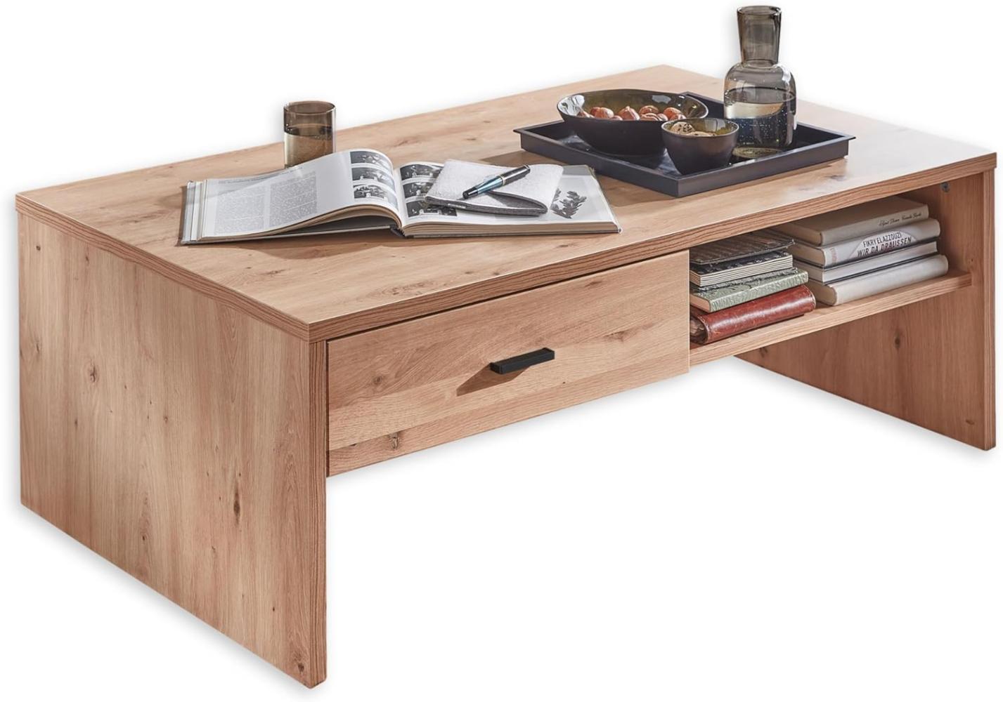 Couchtisch in Altesche massiv, Old Artisan Oak Optik FSC-zertifiziert - Moderner Sofatisch mit Schubladen & Ablage für Ihren Wohnbereich - 110 x 40 x 65 cm (B/H/T) Bild 1