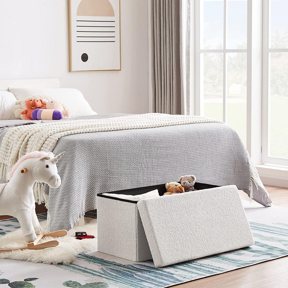 Zedelmaier Sitzbank mit Stauraum, Samt Beige, 76 x 38 x 38 cm Bild 1