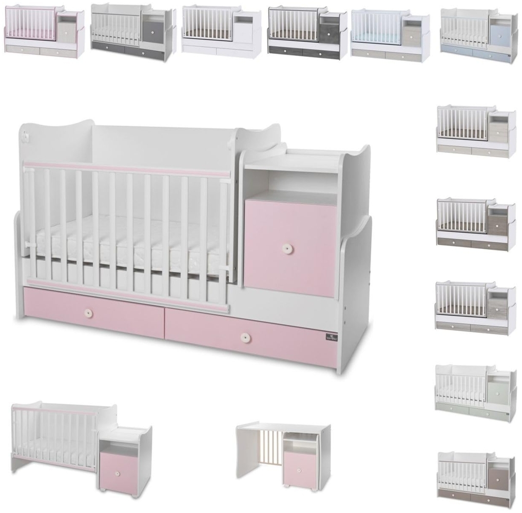 Lorelli Babybett 4 in 1 Trend Plus NEW Schaukelfunktion Jugendbett Schreibtisch pink Bild 1