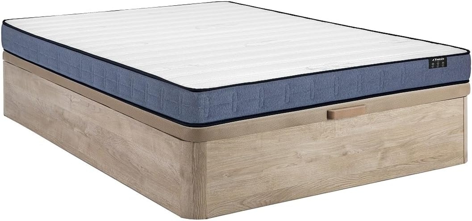 Vente-unique - Bett mit Bettkasten - 160x200 cm - Natur hell - Taschenfederkernmatratze - Höhe 19 cm - DAYNI von YSMÉE Bild 1