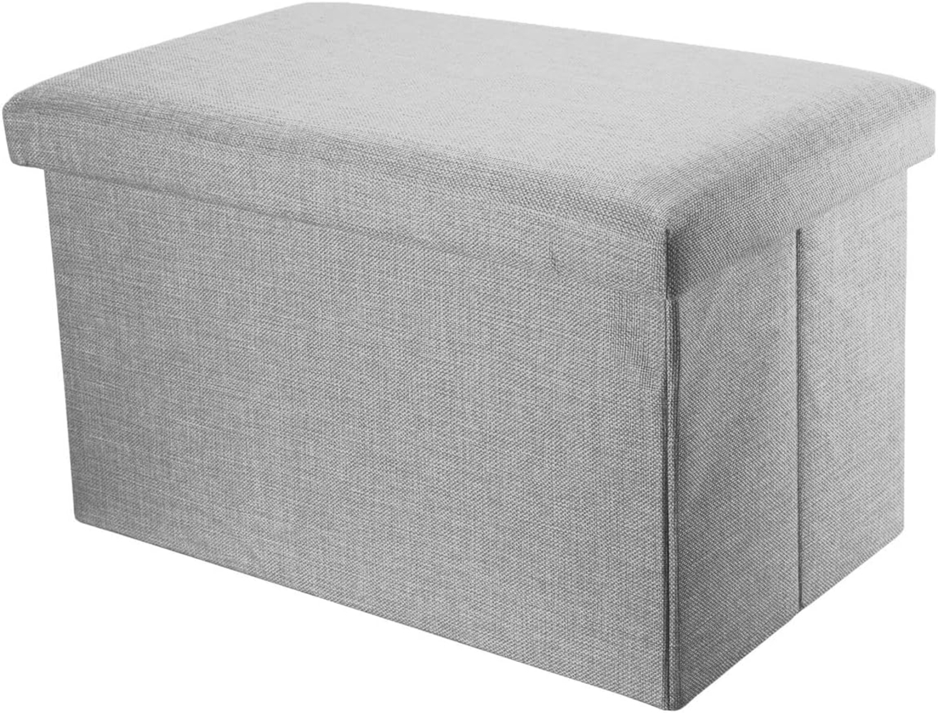 Intirilife Faltbare Sitzbank 78 x 38 x 38 cm in ALASKA GRAU - Sitzwürfel mit Stauraum und Deckel aus Stoff in Leinen Optik - Sitzcube Fußablage Aufbewahrungsbox Truhe Sitzhocker Bild 1
